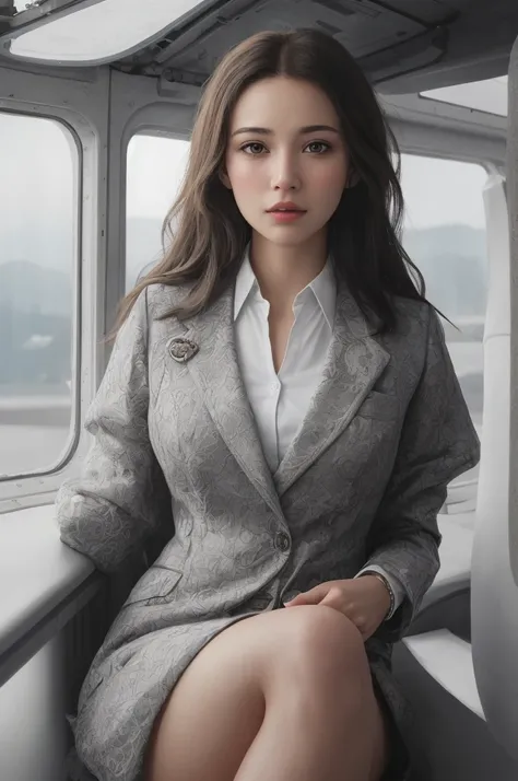 best quality,(RAW photo:1.2),(masterpiece:1.4),(photorealistic:1.4),(highres:1.4), 1girl, depth of field, flight attendant, intricately detailed,8k, extremely detailed, perfect lighting, epic background