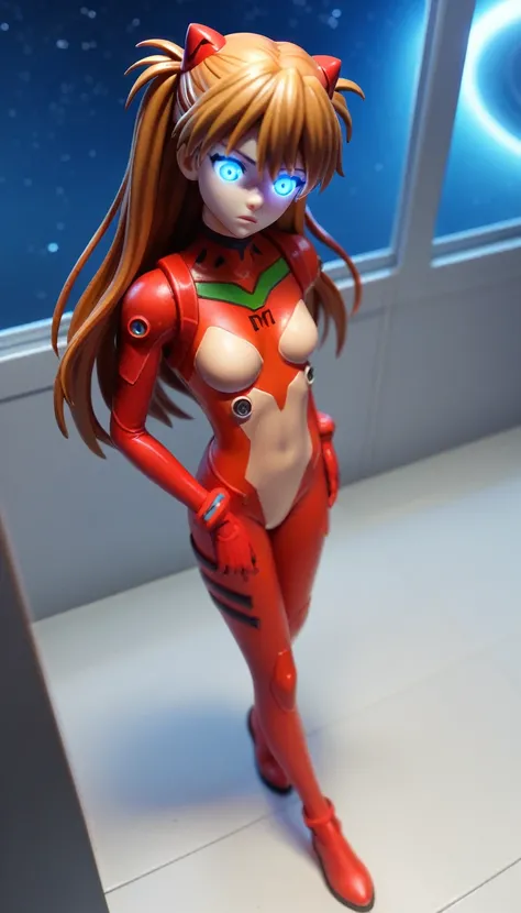 (俯瞰figure),Dynamic Angle,Super detailed, figure, close, Straight, One girl, 
 ((Soryu Asuka Langley, Interface Headset, Red bodysuit:1.4, blonde)),Her eyes shone like dream-like stars,(Glowing Eyes:1.233),(Beautiful and detailed:1.1),(Expressionless,Mouth ...