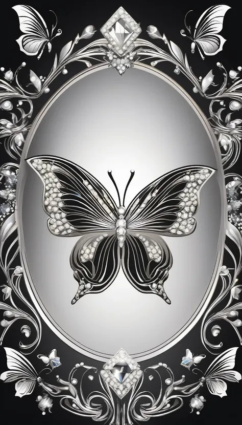 Basic logo of a butterfly with diamond, elegant, luxuoso, like a vector monocromatic