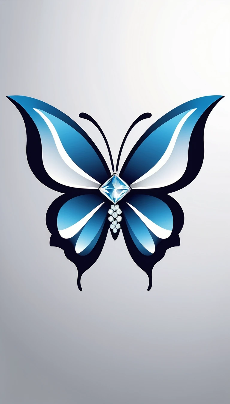 Basic logo of a butterfly with diamond, elegant, luxuoso, like a vector