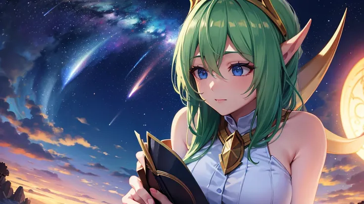 soraka, league of legends, monte targon, looking at stars