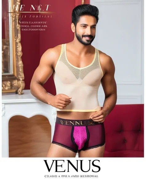 A man in Indian LUX VENUS   undervest and LUX Classio   underwear