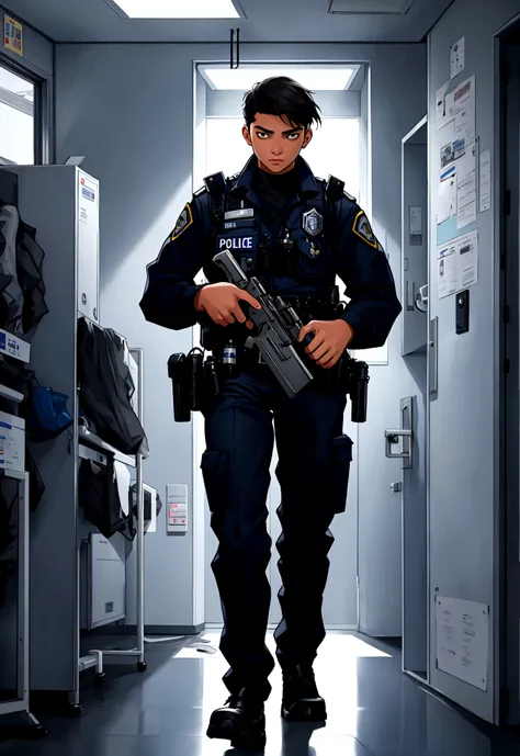 the image of a teenager arriving at a police station 