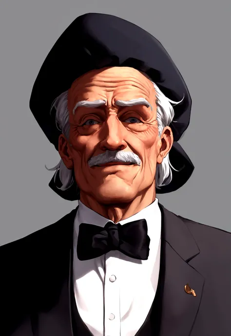 old man in a suit, only upper body and make his face anonymous