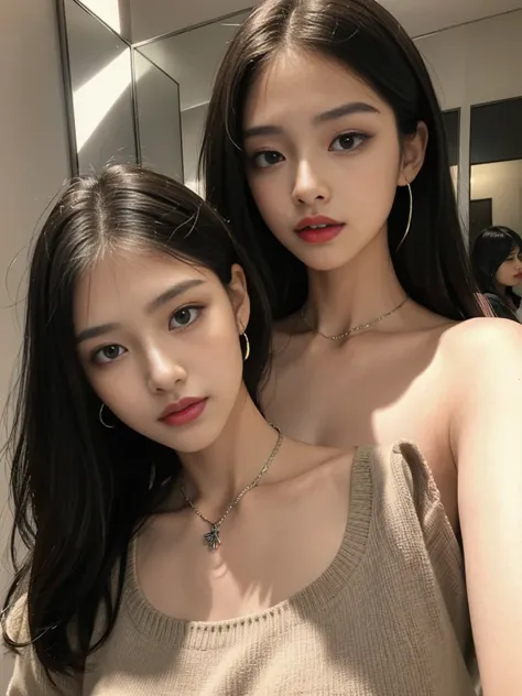 (masterpiece)，Best quality，8K resolution，3d，A beautiful girl，Wearing suspenders，Wear a necklace，There is a beauty mole under the left eye ，Perfect body，((Beautiful and delicate face))，(Full Body Love:1.2)，Black hair（untidy），Exquisite makeup，Red lips，Greasy...