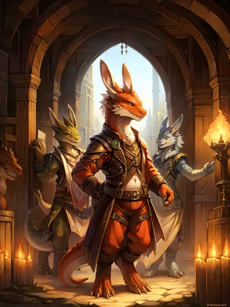 A fantastic atmosphere , rabbit Adventurers , with realistic dragon