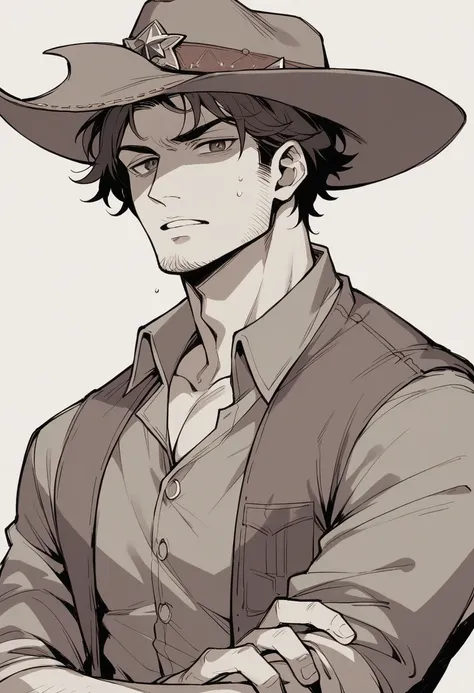 Human Male , cowboy hat , hair Style , 