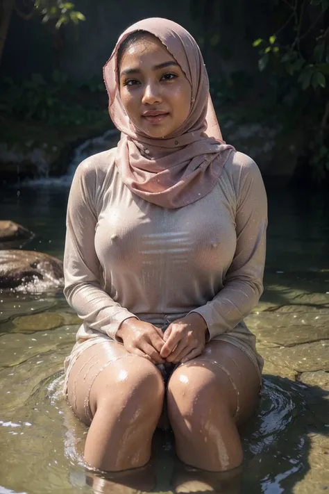 RAW, Best quality, high resolution, masterpiece: 1.3), Beautiful Malay woman in hijab (iu:0.8),
Masterpiece: 1.3, Beautiful hijabi Malay girl with a soft smile,Masterpiece: Serene Malay woman in hijab sitting in the water,
Bright sunshine illuminating her ...