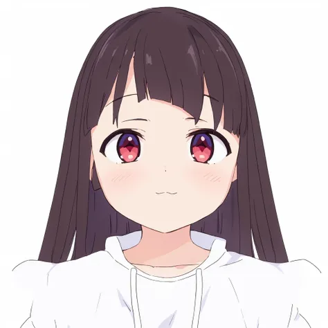 anime girl with simple hair and red eyes in white shirt, anime moe artstyle, anime visual of a cute girl, cute natural anime fac...