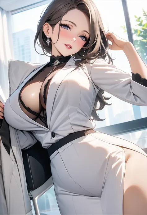 8k quality，Ultra HD，Stunning mature beauty,Intellectual elegance，((White doctor&#39;s robe)),Brown hair,(best quality,masterpiece:1.2),Half-length photo,Perfect body,Ultra-clear,Exquisite facial features,Extremely detailed,Bokeh)，Full breasts，Female Doctor...