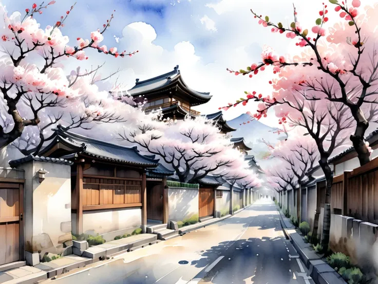 White background

a watercolor illustration of Japanese plum trees



Many fine plum trees are designed to slip between and between the traditional streets of old Japan

The road between the streets is wide

Tasteful, Japanese-style design


chic and moder...