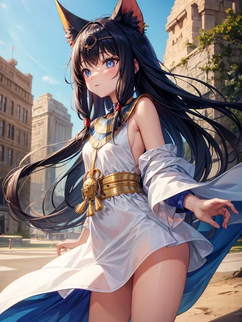 Catgirl, white dress, egyptian clothes