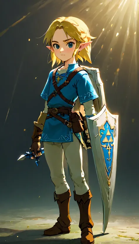 highest quality、masterpiece、the legend of zelda、link、young male adventurer, whole body, game art style, (masterpiece), highest q...