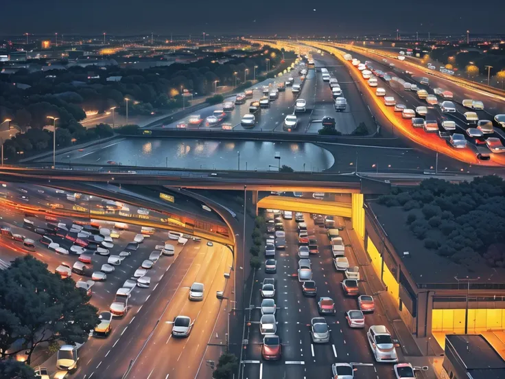 (Traffic jams, lots of cars, traffic jams. :1.5),road ,(รถวิ่งบนroad:1.6) capital landscape:1.5 ,(Many cars:1.5) ,nighttime 