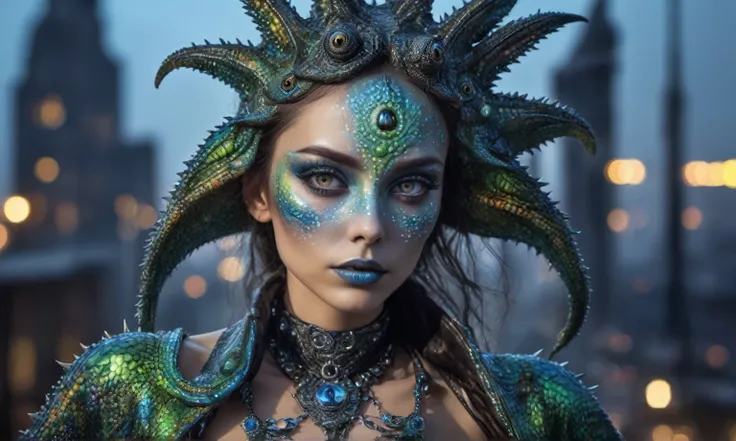 pretty face,eyebrow up,full body length shot,niobium ,full body length shot,very beggar niobium Manganite The Alien Entity, babychild, wants eat,survival in criminal city of future,full body shot of full body shot of psychedelic style of A beautiful tander...