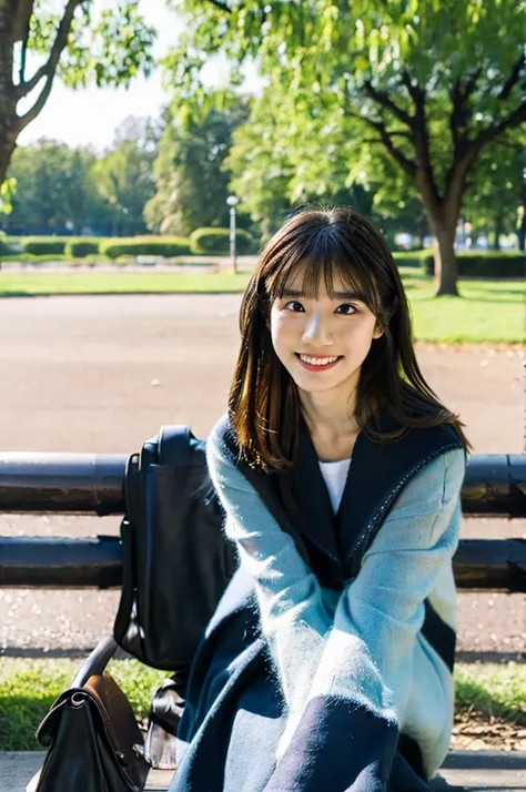 Girl sitting at park. 