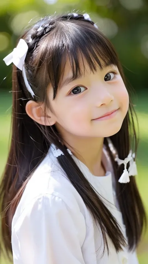 Children 10 years old、1 Beautiful girl、So cute、White shirt