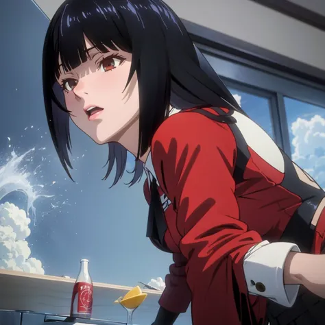 make yumeko jabami using a black swimsuit and getting slimed high quality and hd