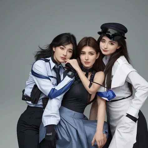 two policewomen are handcuffing a beautiful nun