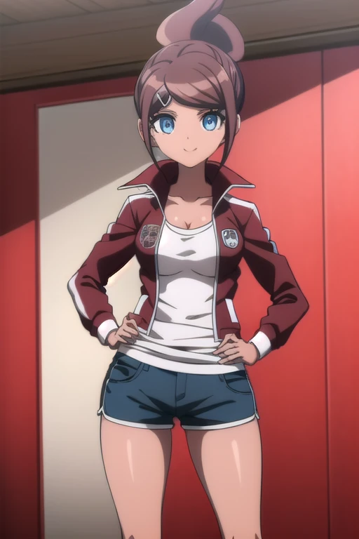 masterpiece,high resolution,8k,detailed anatomy (17-year-old girl,danganronpa,aoi asahina,aoi asahina,brown skin,brown hair,pony...