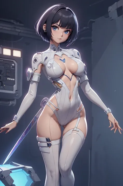 Mini Ghost in the Shell, (Ghost in the Shell), solo, ray tracing, 3D style, 3DMM, ((oses per photo)), ((oses ouch cada foto)), fully body,(Front view),(Costas Issue), (Emist on the left), show flat belly, (((oses per photo))),(very big breastsperfect ass, ...