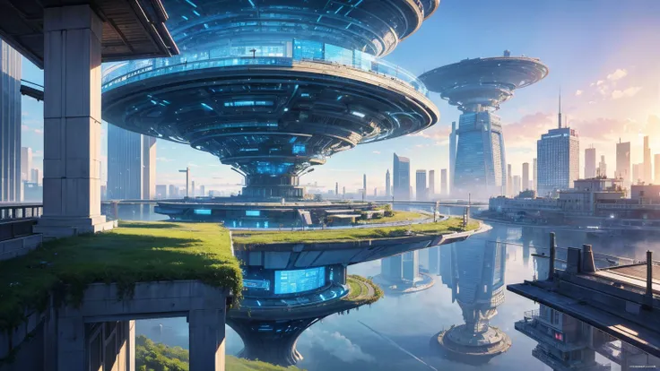 (Best quality,4K,8K,A high resolution,Masterpiece:1.2),Ultra-detailed,(Realistic,Photorealistic,photo-realistic:1.37),Futuristic floating city,Futuristic technology,Huge urban high-tech tablet platform,Airship,Floating in the sky,Futuristic city,Small airs...