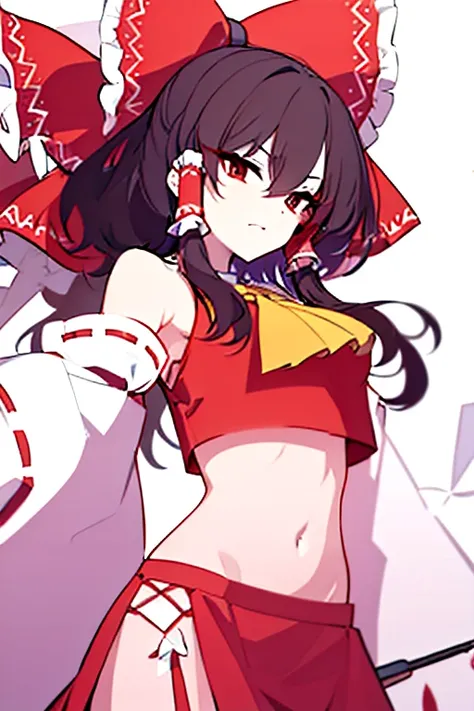 anime reimu miko dress crop top navel