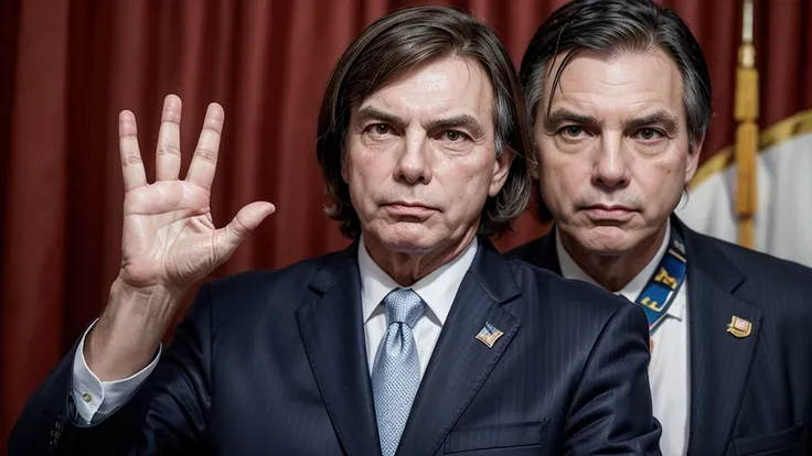 President Bolsonaro making an L with his hand