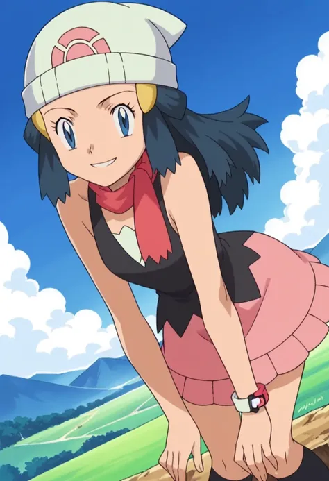 score_9, score_8_up, score_7_up, source_anime, pokemondawn, pokemon dawn, black hair, blue eyes, sidelocks, long hair,, bare sho...