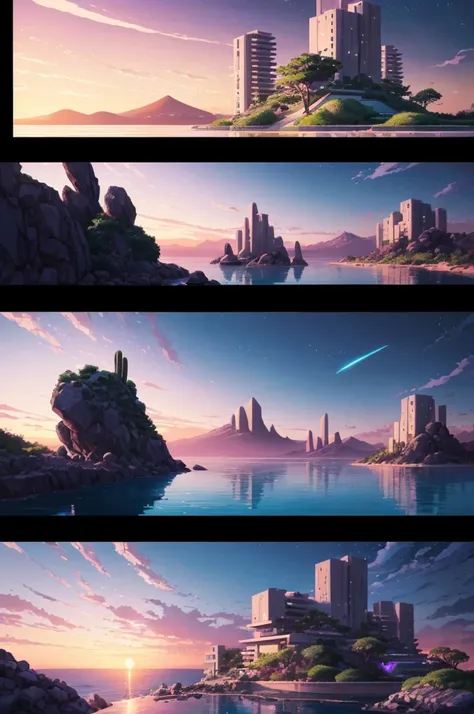 anime (best-quality:0.8), (best-quality:0.8), perfect anime illustration, weve been trying to reach you about your cars extended warranty, An illustration in collage style, with giant boulders, brutalist building sections, terraces, stairs, cacti, agave, c...