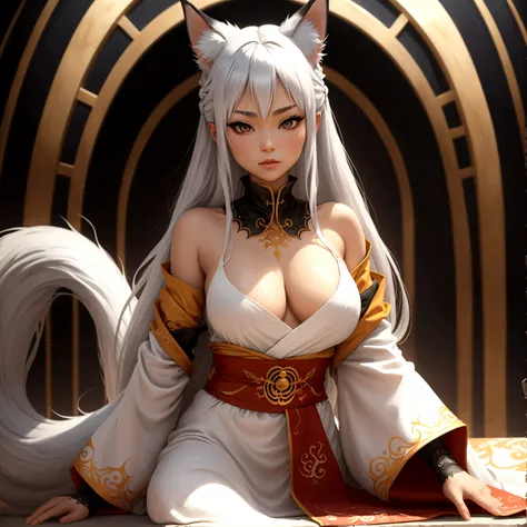 (Yoko Kurama):hairs: long and silver.
eyeballs: golden.
ears: Pointy.
Tailpussy: It has a fox tail.
badass clothing: Wears traditional clothing from the Demon World, which include a flowing white tunic.
Height: Taller and with a more imposing presence than...