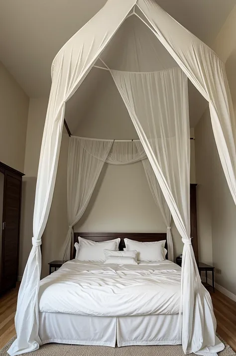 Canopy bed in the middle of the room 