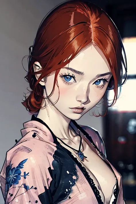 ((takehiko inoue, anime illustration:1.2)), tall, slender ((redhead:1.4)) woman of irish descent. (pale:1.3)complexion. blue eye...