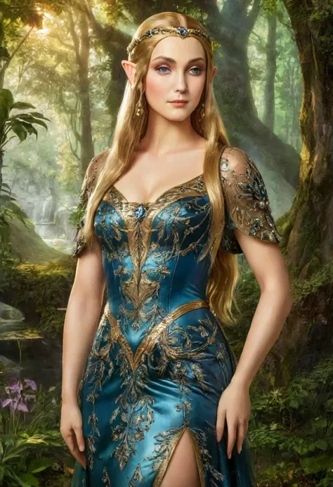 a masterful portrait done by leonardo de vinci of princess zelda, ((anatomically correct: 1.5)), wearing intricate glamour elven...