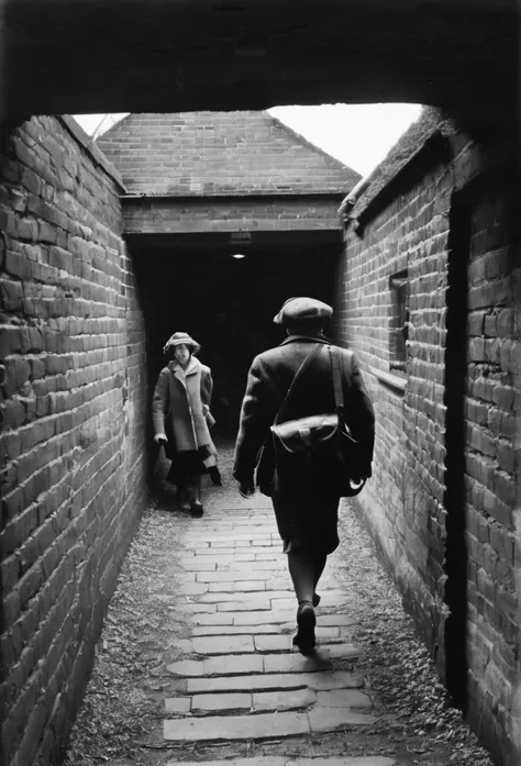 Leaving air raid shelter 