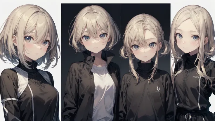 Highest quality, Anime Moe Art Style,Best Anime 8K Konachan Wallpaper,pixiv contest winners,Very detailed,High resolution,Ultra-Dense Skin, Professional Lighting,8K eye detail, (Cute illustrations:1.2),blonde，blonde hair，Expressionless，(Hair on one eye:1.5...