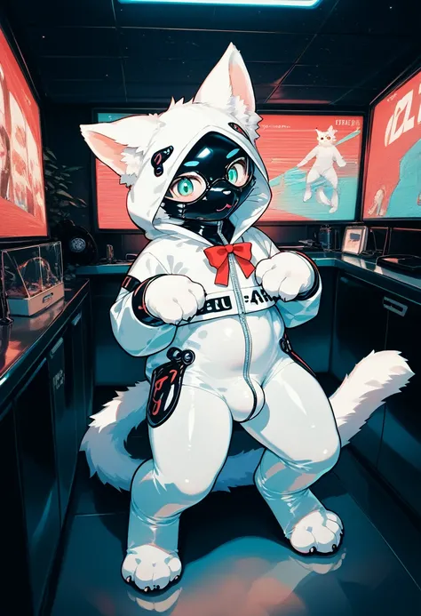 Highest quality, Highest quality, High quality illustrations, masterpiece, Ultra-high resolution, Detailed Background, Games Room, Absurd, Perfect Anatomy, performance, Good lighting, Shadows in the movies(kemono, Furry PersonifiCation), Cat, Dark Skin, Ru...