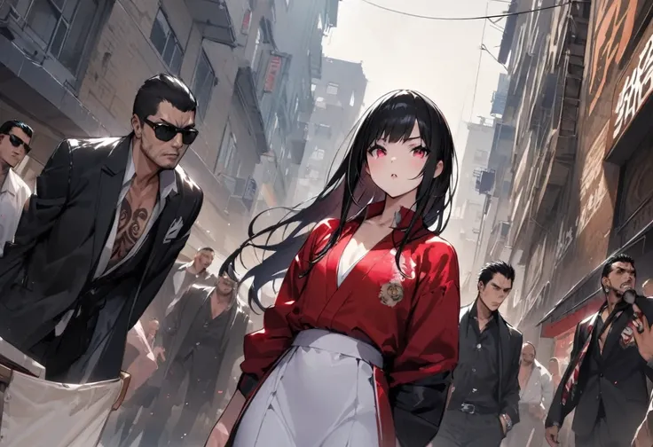 Cute Girl Yakuza、tattoo、Girl、Girl、Short、Younger、Lower school year、Baby Face、flat chest、Yakuza Office、Yakuza、building、background、Dynamic Angle、masterpiece、best quality、ultra-detail、Japanese Mafia、Yakuza hideout、gang、Boss&#39;s Room、Thug&#39;s Room、spouse、Bo...