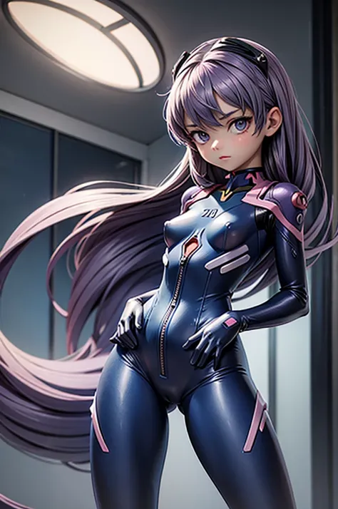 2 Girl, Stunning proportions, Evangelion Suit, Skin Fit Blue Bodysuit
