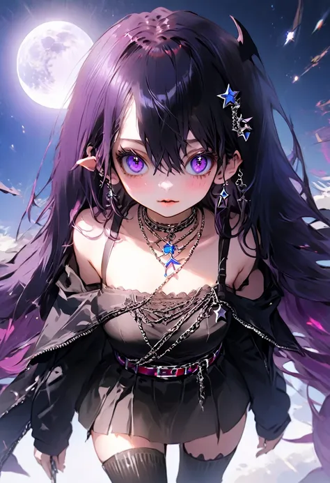 anime girl, beautiful detailed eyes, beautiful detailed lips, extremely detailed face and eyes, long flowing purple hair with bl...