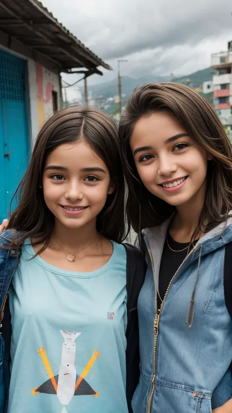 iPhone portrait bright overcast, comuna 13, 1 girls between 19 years old, smiling, trendy casual outfits