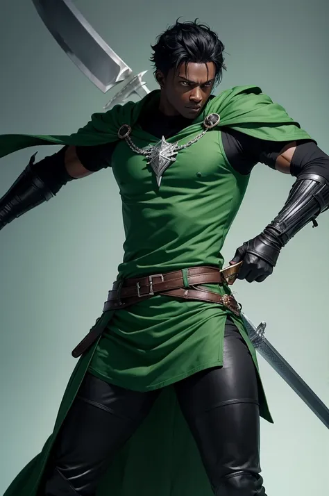 black skin swordsman with green clothes