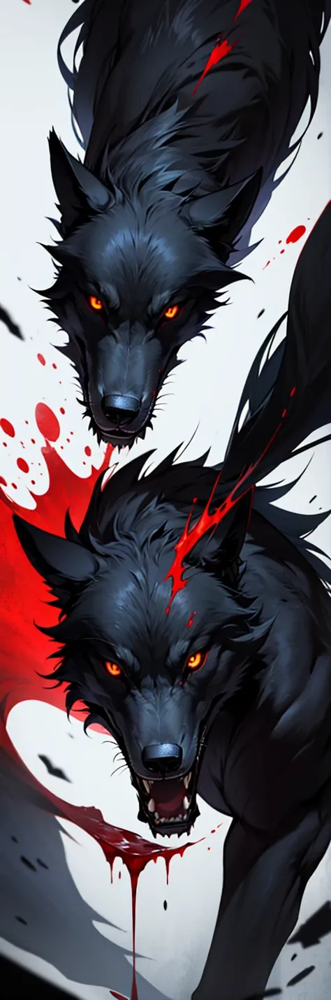 Background wolf fangs and blood bloodstains black color