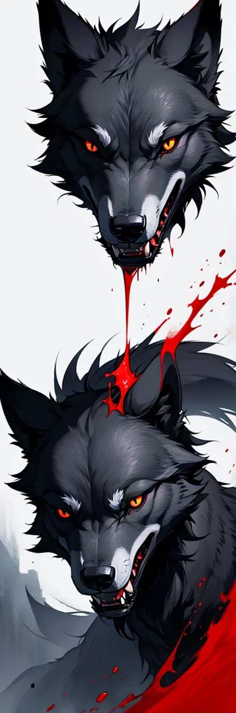 Background wolf fangs and blood bloodstains black color