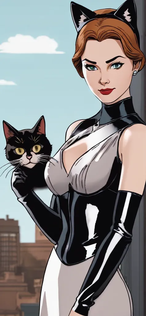 
The character is a cat woman, wearing a BBB presenter dress.