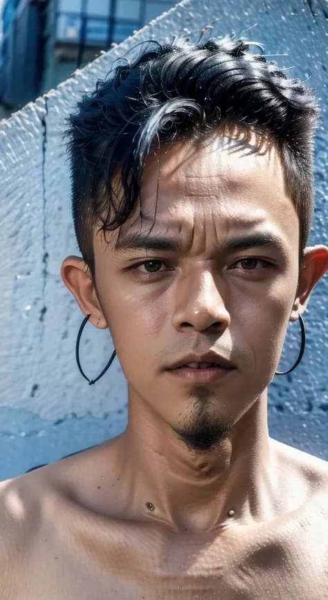 a close up of a man on a simple background, intensely focused, frontal, intelligent man, 1man, finesse, mohawk hairstyle, solo, ...