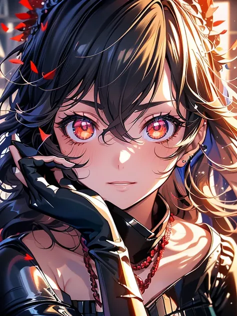 Anime, Girl, (((1girl))), (((Waifu, Raven Branwen, Raven Branwen Waifu))), (((Black Hair, Messy Hair))), ((Crimson Red Eyes eyes: 1.3, Upturned Eyes: 1, Perfect Eyes, Beautiful Detailed Eyes, Gradient eyes: 1, Finely Detailed Beautiful Eyes: 1, Symmetrical...