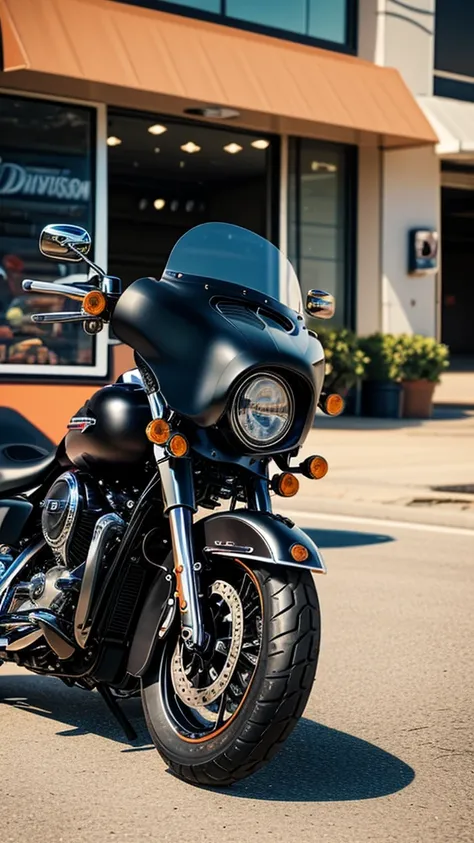 there is a motorcycle parked in front of a gas station, harley davidson motorbike, harley davidson, shot with sony alpha 1 camera, motorcycle, shot with sony alpha, shot on leica sl2, shot on canon eos r 5, shot on canon eos r5, taken with sony a7r camera,...