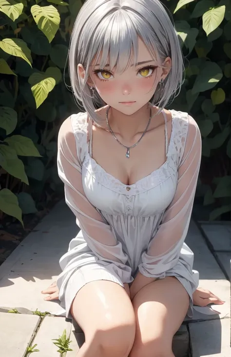 Highest quality,High resolution,The finer details,Anime Women, (((16-year-old girl))), Absurd, Very detailed,Bright colors, Beautifully detailed eyes,(Yellow Eyes:1.5), Look at the audience,(Embarrassed:1.4), (((want))), (((waiting))),Open your mouth, Feet...