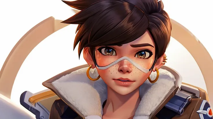 vhs cover for a porn starring tracer. hoop-earings. biting her lip. naked. nude. slut. small_boobs. freckles. sexy pose. open le...